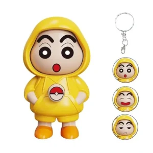 Shinchan Face Changing Keychain – 3 Expression 3D Cartoon Key Ring for Bags, Cars, Gifts
