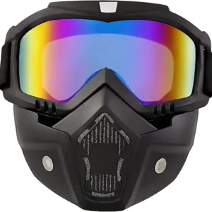 Goggle Mask Anti Scratch UV Protective Face & Eyewear Windproof Dirt Shield with Soft Foam Padded Detachable Mouth Filter