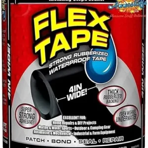 Heavy-Duty 4-inch Black Flex Tape: A Super Strong, Waterproof Adhesive Solution for Water Leakage, Gaps, and Tank Seals (Single Pack)