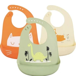 Mess Free Silicone Bib for Baby, Soft & Comfortable Baby Essentials Item for Feeding & Weaning Adjustable Baby Apron (assorted color)